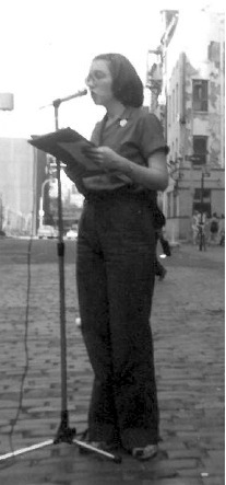 Poet reading at the South Street Seaport 1979