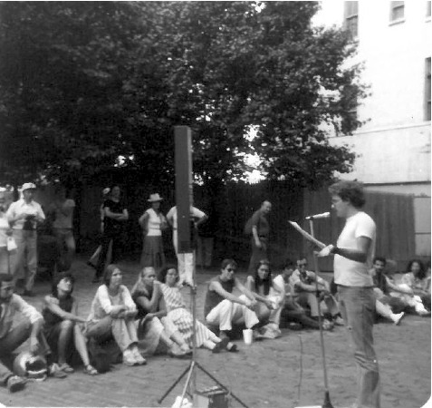 Poet reading at South Street Seaport 1979