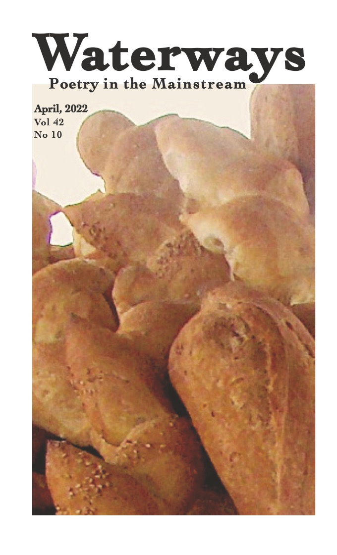 photograph of freshly baked baguettes on display at market