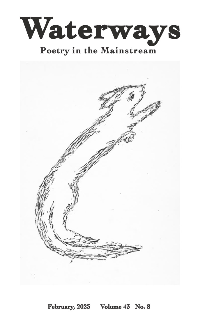 Cover for February is Barbara Fisher's drawing of a cat stretching her legs languidly as she naps, tail flowing behind her.